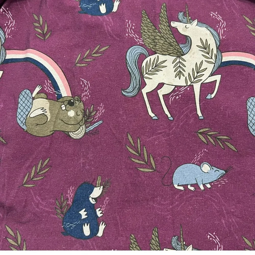 Raspberry Republic 116/122 (5-7Y) Organic Unicorn Crew Dress